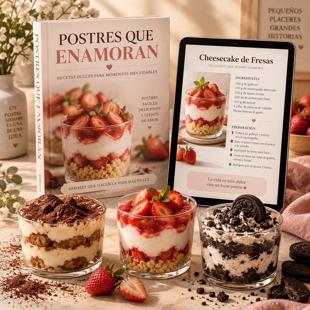 Mockup del ebook Postres que Enamoran